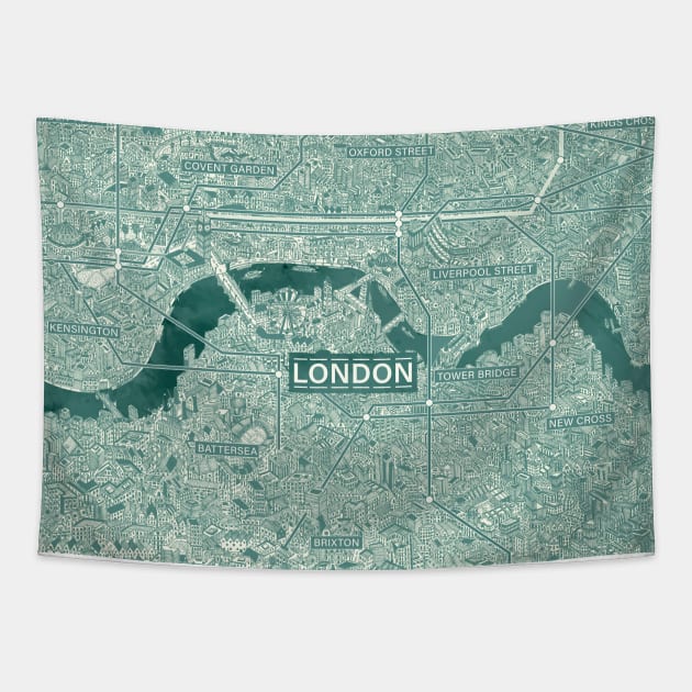 Vintage blue retro London Tapestry by ol1ie