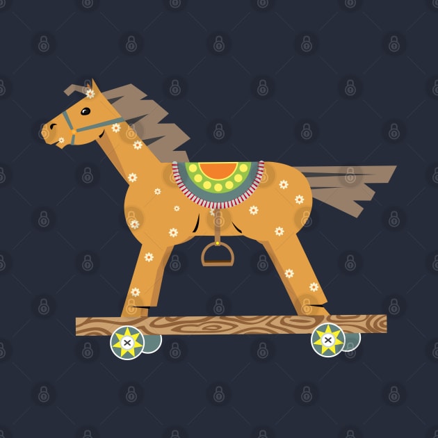 Wooden horses dark pattern by Avisnanna