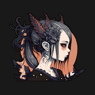 Dark Bloom: Mysterious and Gothic Woman T-Shirt