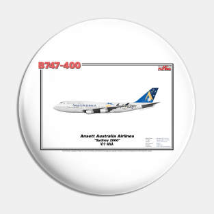 Boeing B747-400 - Ansett Australia Airlines "Sydney 2000" (Art Print) Pin