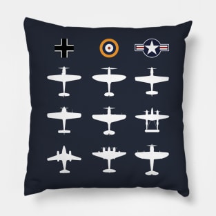 WW2 Warbird GATHERING Messerschmitt Mustang Spitfire Lightning Aviation Pilot Gift Pillow