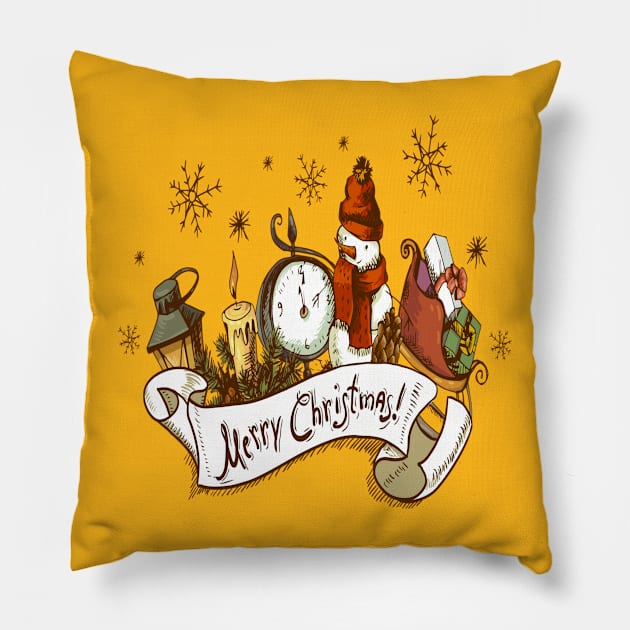 Merry Christmas Pillow by MACIBETTA