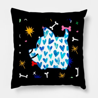 Doggy with blue hearts Pillow