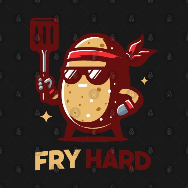 Fry Hard | Cute Potato Puns for Try Hard | Funny Potato with a confident pose by Nora Liak