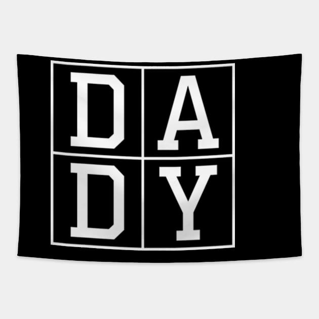 D A D Y Dad Father Square Box Cute Letter Print Typography Design Tapestry by Atelier Djeka