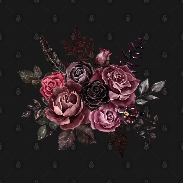 Goth style floral arrangement for addams funeral by Art by Ergate