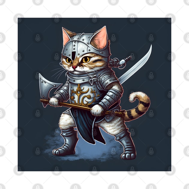 Cute cat in knight armour-Cat with swords-Brave cat-Cats in Medieval times by TrvlAstral