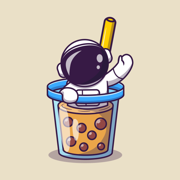 Cute Astronaut In Boba Milk Tea Cup by Catalyst Labs