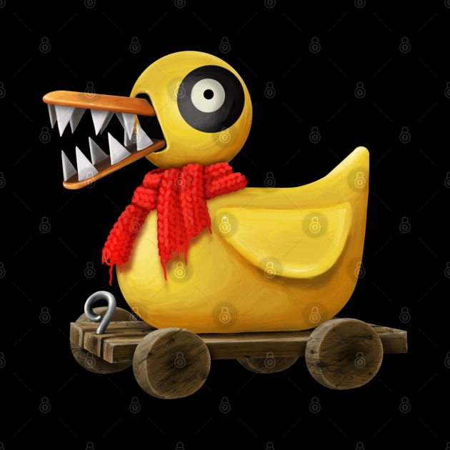 Evil Wooden Duck Toy with Scarf by Kylie Paul