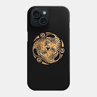 Sleeping kittens in celtic style, gold Phone Case