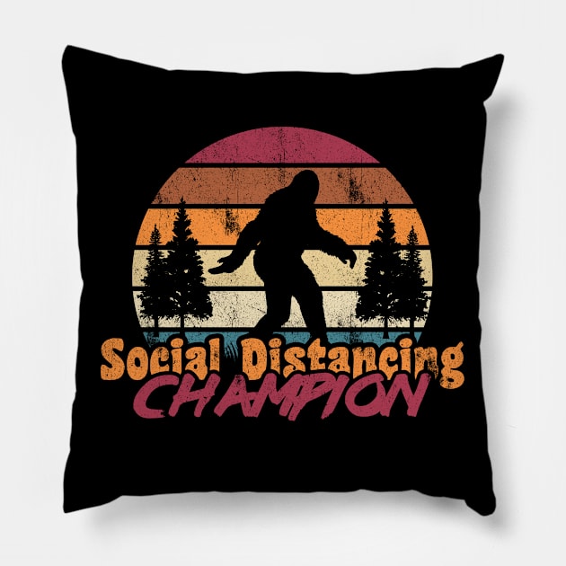 Social Distancing Champion Retro Style Pillow by G! Zone