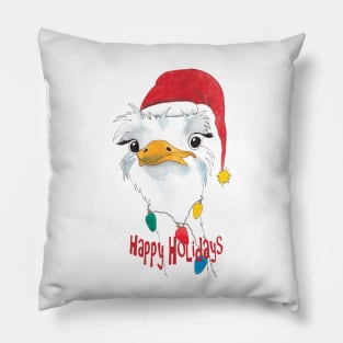 Christmas greetings from Ostrich, in watercolors Pillow