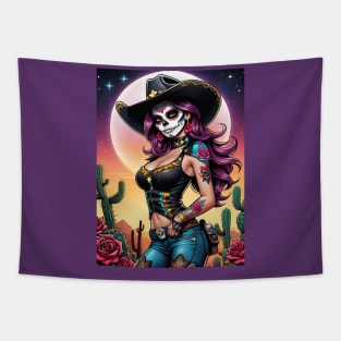 Vaquera - Dia De Los Muertos- Cowgirl Tapestry