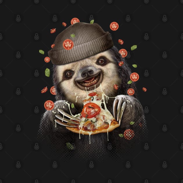 SLOTH LOVES PIZZA by ADAMLAWLESS