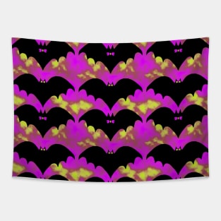 Bats And Bows Pink Yellow Tapestry