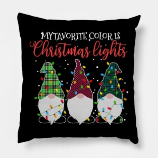 Christmas Lights Three Gnomes Pillow