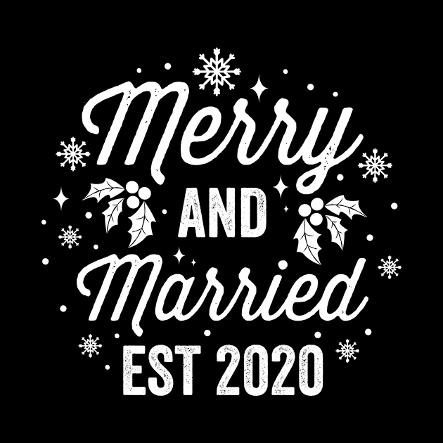 Christmas Merry and Married Est 2020 Newlywed Gift by Hasibit