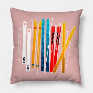 Colorful skis Pillow