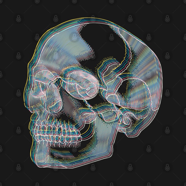 Skull Anaglyph (Red and Blue III) by TJWDraws