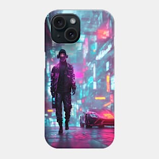 Dark Neon City Sports Car Phone Case