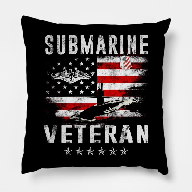 US Military Submarine Veteran Gift For A Veteran Submariner - Gift for Veterans Day 4th of July or Patriotic Memorial Day Pillow by Oscar N Sims