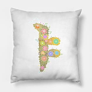 "ㅑ" Floral Letter Hangeul Pillow