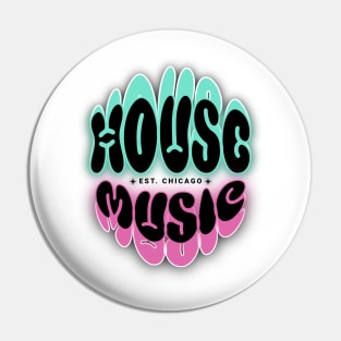 HOUSE MUSIC  - Puffy Y2K Glow (Black/teal/Pink) Pin