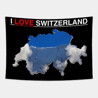 I Love Switzerland Snow Capped Mountain Tapestry