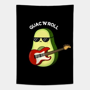 Guac N Roll Cute Avocado Rock n Roll Pun Tapestry