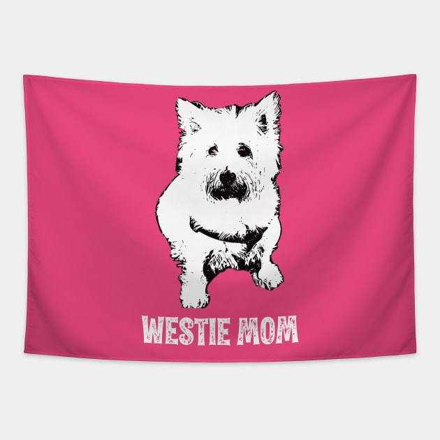 Westie Mom West Highland White Terrier Design Tapestry by DoggyStyles