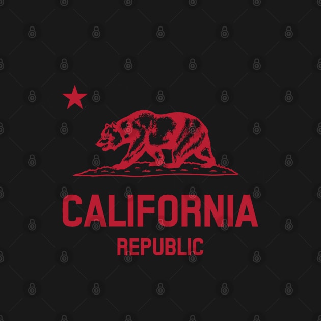 California Republic 'bear flag revolt' - red print by retropetrol