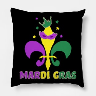 Mardi Gras Fleur De Lis Mask Pillow