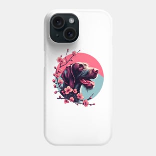 Joyful German Wirehaired Pointer Amidst Spring Cherry Blossoms Phone Case