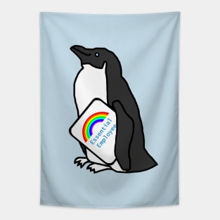 Essential Employee Rainbow and Penguin Tapestry