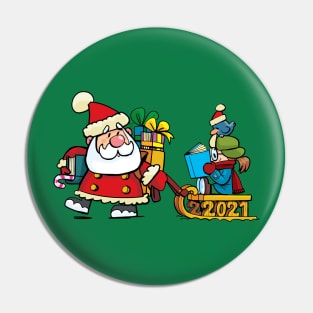 Santa Claus pulls a sledge Pin