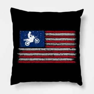 Dirtbike American Flag Design Pillow