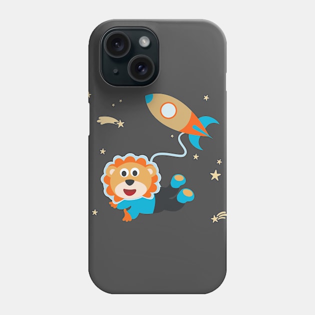 Space lion or astronaut in a space suit with cartoon style. Phone Case by KIDS APPAREL