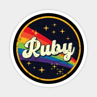 Ruby // Rainbow In Space Vintage Grunge-Style Magnet