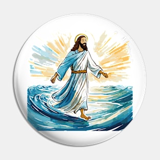 Jesus Christ walking on water Pin