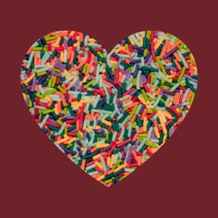 Vintage Colorful Candy Sprinkles Photo Heart T-Shirt