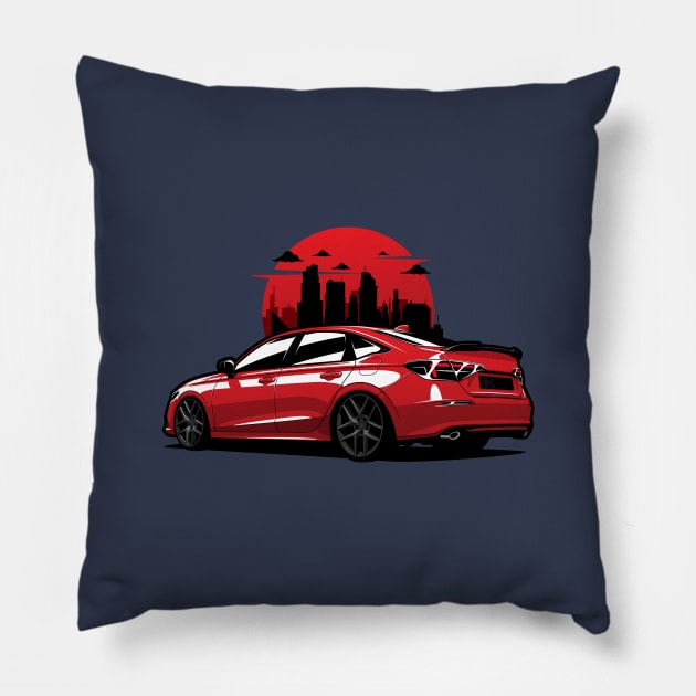 Red Civic SI City Pillow by KaroCars