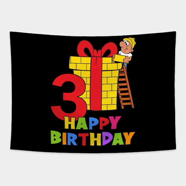 3rd Birthday Party 3 Year Old Three Years Tapestry by KidsBirthdayPartyShirts