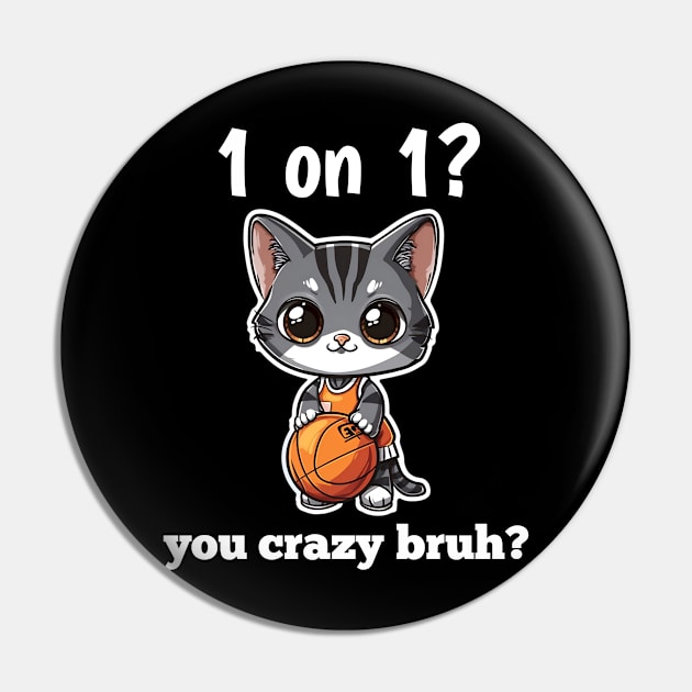 Funny Basketball Cat Pin by MaystarUniverse