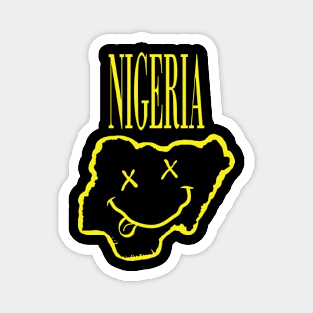 Vibrant Nigeria x Eyes Happy Face: Unleash Your 90s Grunge Spirit! Magnet by pelagio