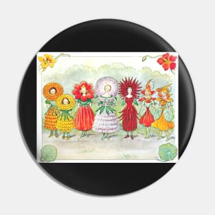 Cute Little Flower Garden Girls Vintage Fairy Tale Pin