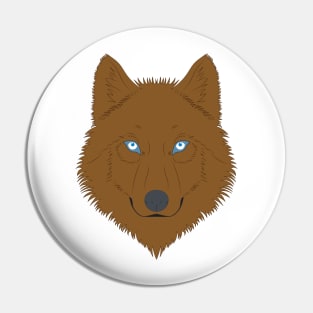 Brown wild wolf Pin