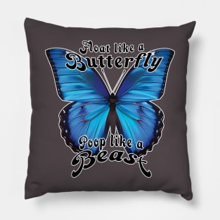 pooping butterfly pun Pillow