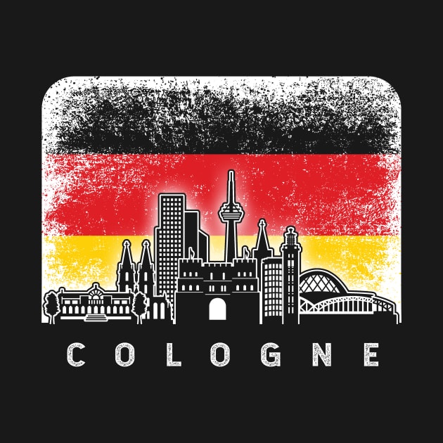 Cologne Germany Skyline Vintage German Flag by ThyShirtProject - Affiliate