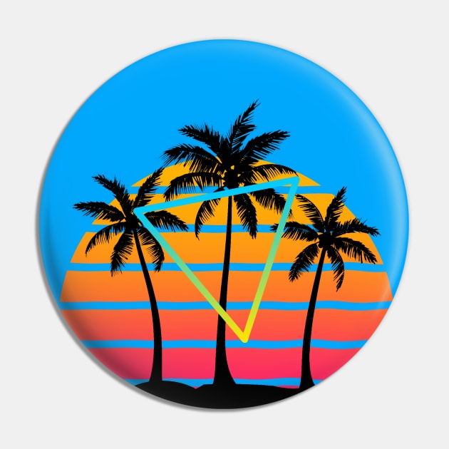 Sunset 80s Palm Tree Art Pin by AlondraHanley