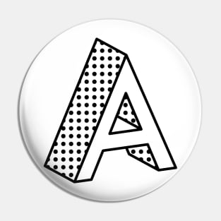 3D Ben Day Dot Isometric Letter A Pin